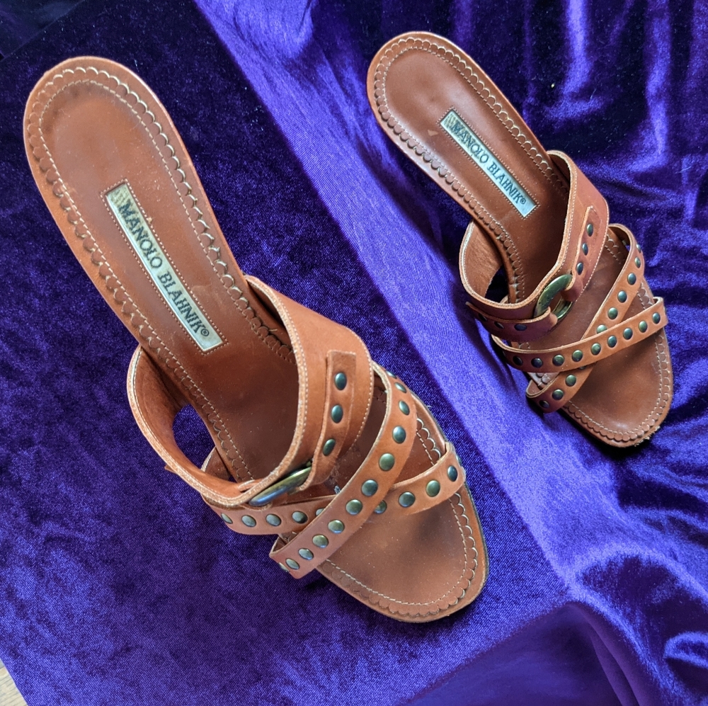 Manolo Blahnik Strapped Leather Sandal